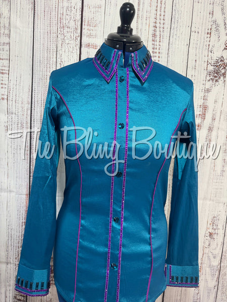 Turquoise & Purple Simple Day Shirt Set (Large)