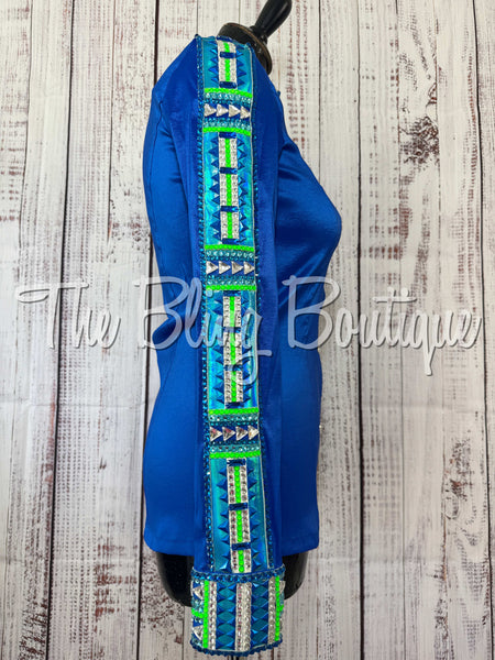 Royal Blue, Turquoise & Lime Green Day Shirt Set (Small)