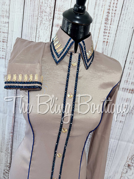 Fawn & Navy Blue Simple Day Shirt Set (XS/S)