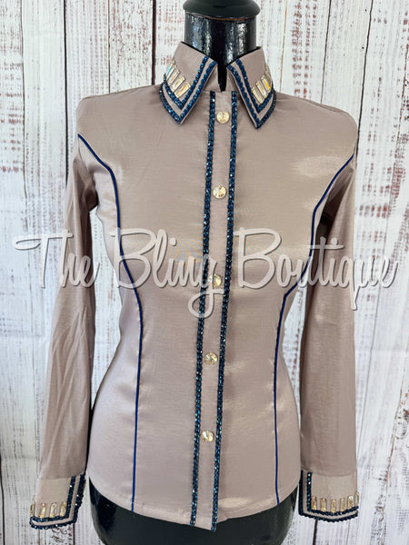 Fawn & Navy Blue Simple Day Shirt Set (XS/S)