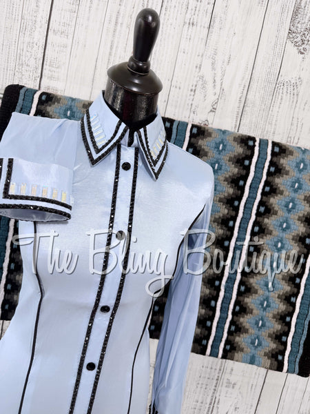 Ice Blue & Black Simple Day Shirt Set (XS/S)