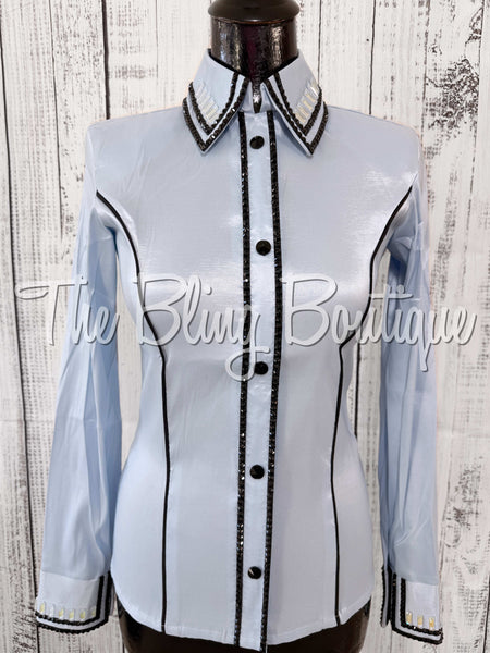 Ice Blue & Black Simple Day Shirt Set (XS/S)
