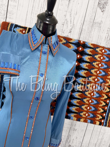 Cornflower Blue & Rust Simple Day Shirt Set (XS/S)