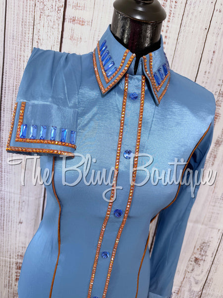 Cornflower Blue & Rust Simple Day Shirt Set (XS/S)