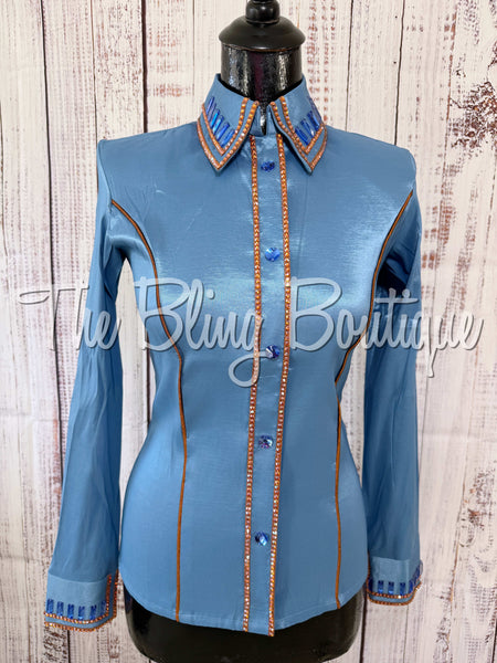 Cornflower Blue & Rust Simple Day Shirt Set (XS/S)