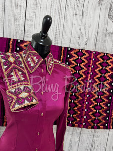 Raspberry, Fuchsia, Plum & Rose Gold Day Shirt Set (S)