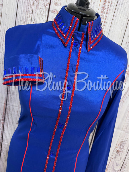 Royal Blue & Red Simple Day Shirt Set (Large)