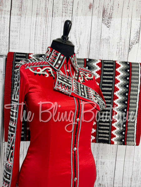 Red, Black, Grey & White Day Shirt Set (XL)