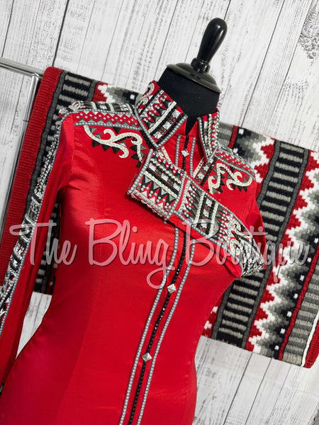 Red, Black, Grey & White Day Shirt Set (XL)