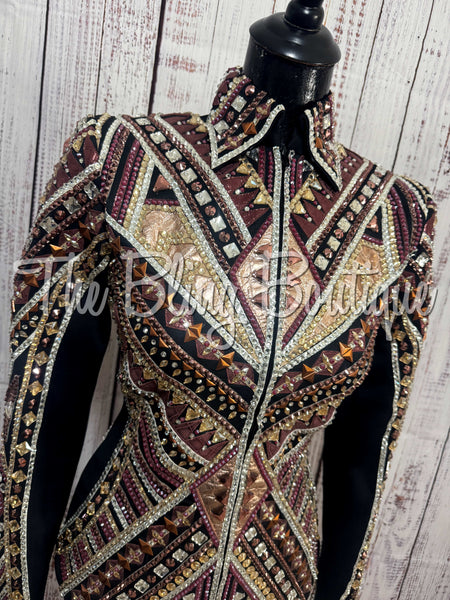 Black, Burgundy, Rose Gold, Tan & White Showmanship Jacket (Small)