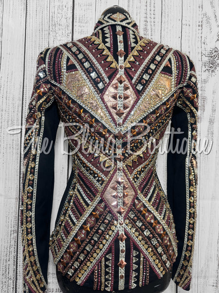 Black, Burgundy, Rose Gold, Tan & White Showmanship Jacket (Small)