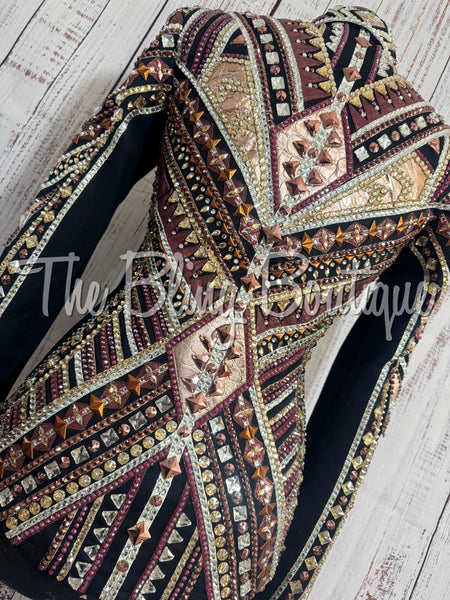Black, Burgundy, Rose Gold, Tan & White Showmanship Jacket (Small)