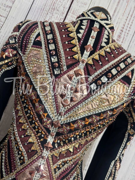 Black, Burgundy, Rose Gold, Tan & White Showmanship Jacket (Small)