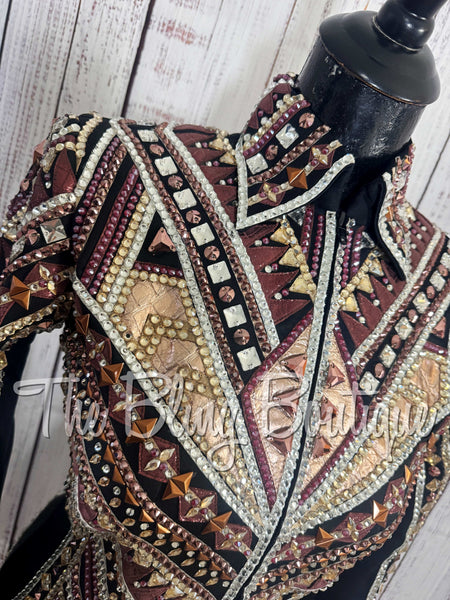 Black, Burgundy, Rose Gold, Tan & White Showmanship Jacket (Small)