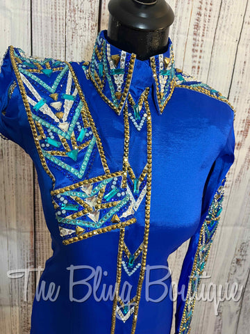 Royal Blue, Turquoise & Gold Day Shirt (S)