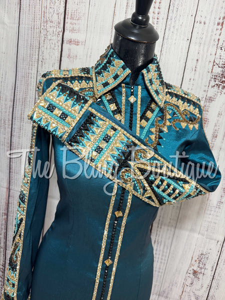 Ocean Teal, Teal, Black & Tan Day Shirt Set (Small)