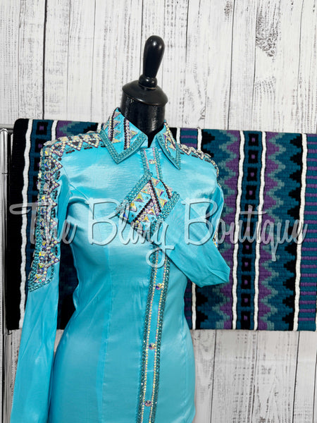 Aqua, Turquoise & Purple Day Shirt Set (Small)