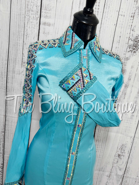 Aqua, Turquoise & Purple Day Shirt Set (Small)