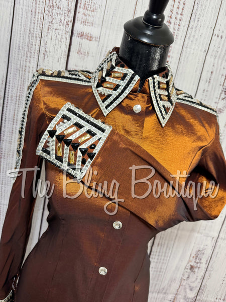 Rust, Tan, Black & White Day Shirt Set (XS/S)