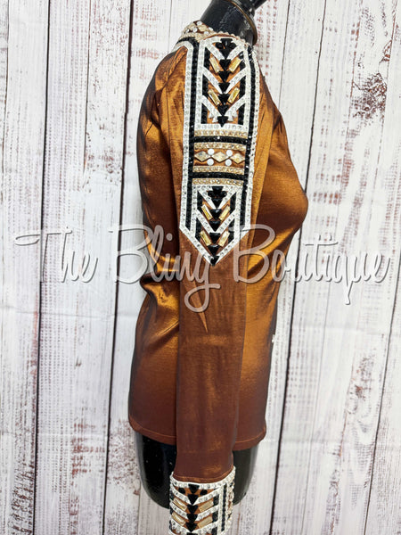 Rust, Tan, Black & White Day Shirt Set (XS/S)