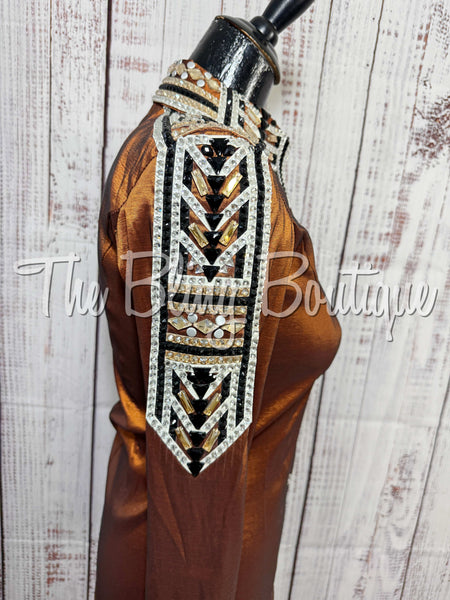 Rust, Tan, Black & White Day Shirt Set (XS/S)