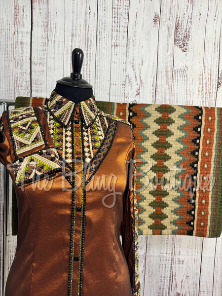 Rust, Olive Green & Black Day Shirt Set (2XL)