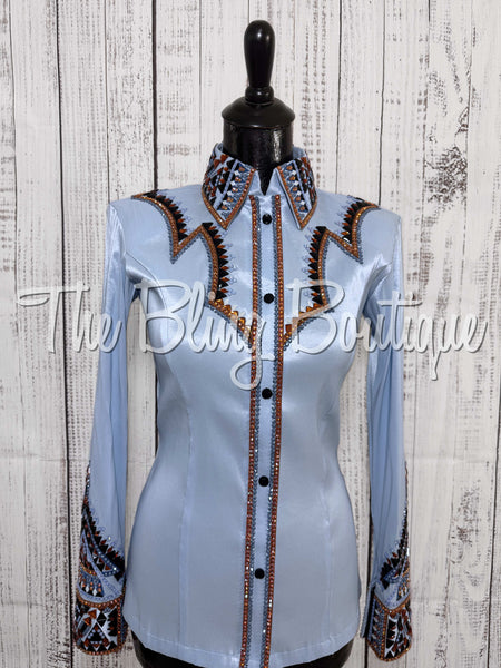 RE-ORDER Ice Blue, Rust & Black Day Shirt Set (Choose Your Size)