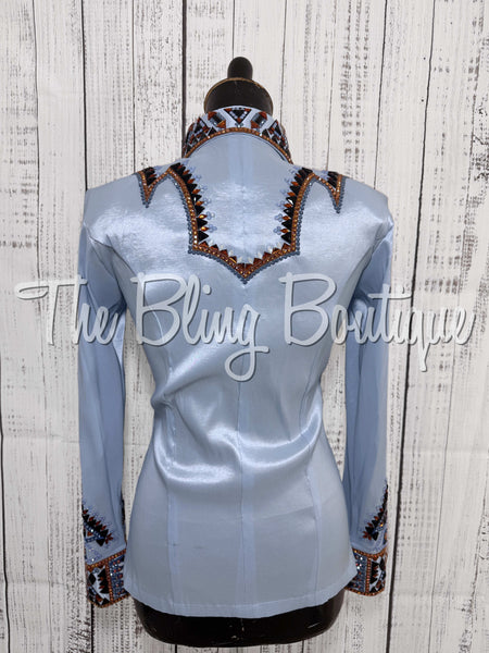 RE-ORDER Ice Blue, Rust & Black Day Shirt Set (Choose Your Size)