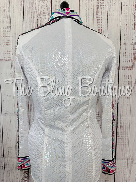 Iridescent White, Pink, Turquoise & Purple Day Shirt Set (Medium)