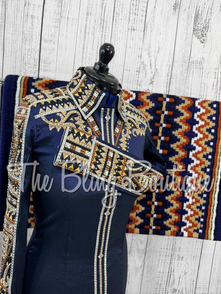 RE-ORDER Navy Blue, Rust & Tan Day Shirt Set (Choose Your Size)