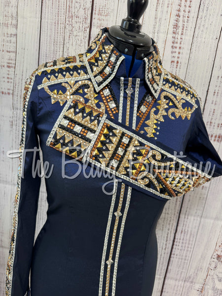 RE-ORDER Navy Blue, Rust & Tan Day Shirt Set (Choose Your Size)