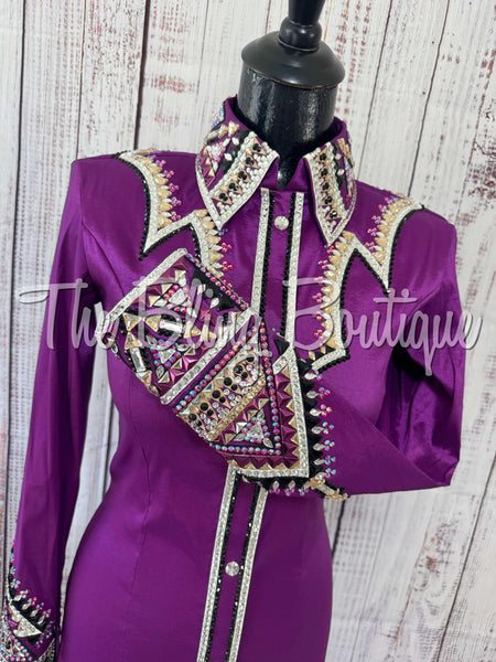 RE-ORDER Grape, Tan & Black Day Shirt Set (Choose Your Size)