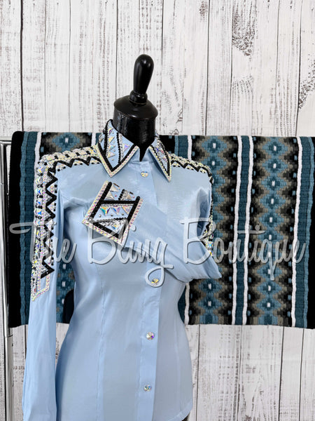 Ice Blue, Black & AB Day Shirt Set (XS/S)