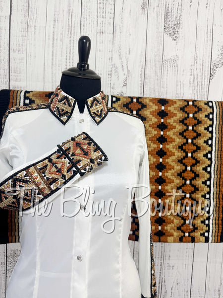 White, Rust, Tan & Black Day Shirt Set (XL)