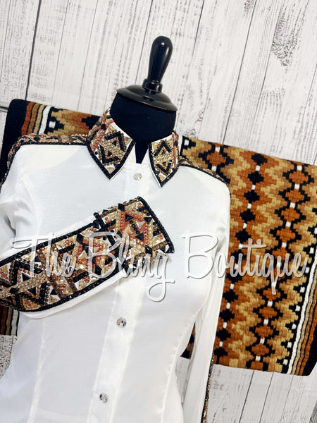 White, Rust, Tan & Black Day Shirt Set (XL)