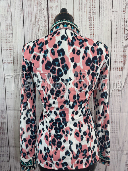 White, Coral & Turquoise Leopard Day Shirt Set (Sizes Small-3XL)