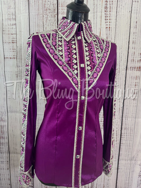 RE-ORDER Berry, White & Grey Day Shirt Set (Choose Your Size)