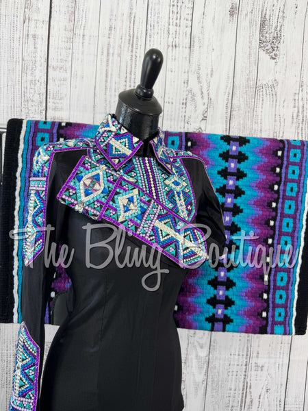 Black, Purple & Turquoise Day Shirt Set (Small)