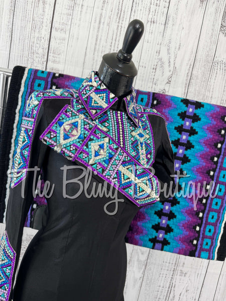 Black, Purple & Turquoise Day Shirt Set (Small)