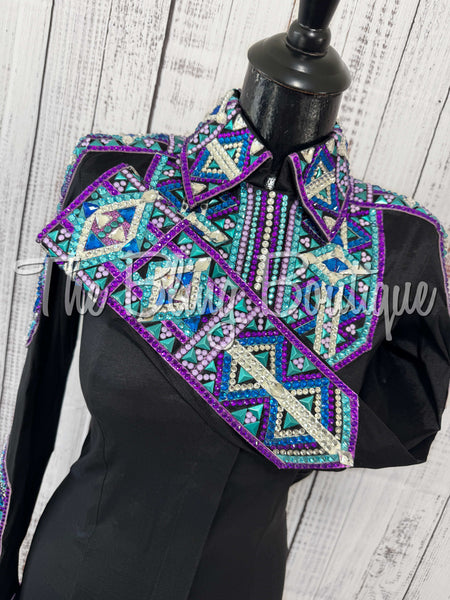 Black, Purple & Turquoise Day Shirt Set (Small)