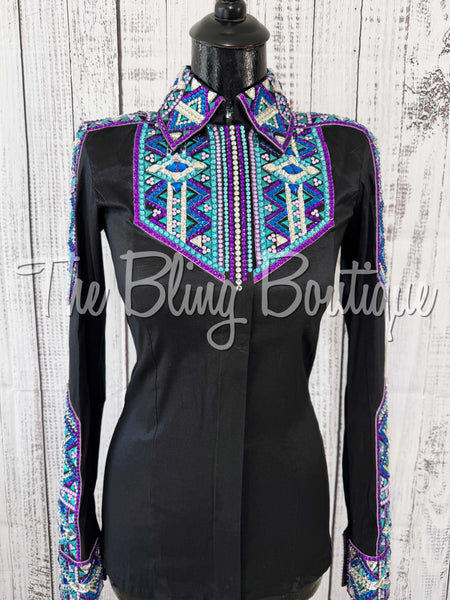Black, Purple & Turquoise Day Shirt Set (Small)