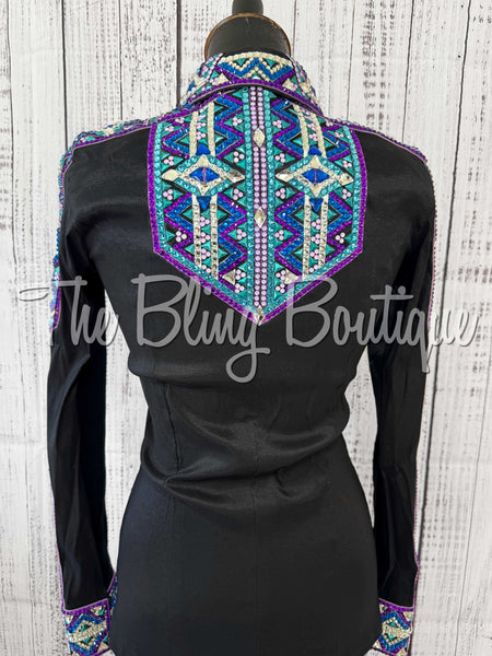Black, Purple & Turquoise Day Shirt Set (Small)