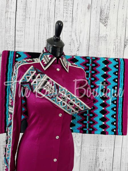 Raspberry & Turquoise Day Shirt Set (Small)