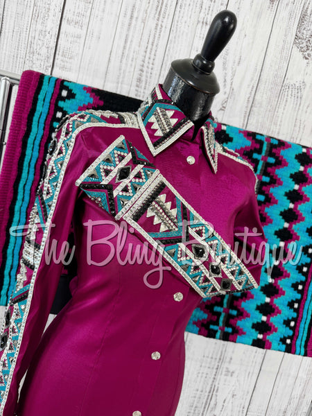 Raspberry & Turquoise Day Shirt Set (Small)