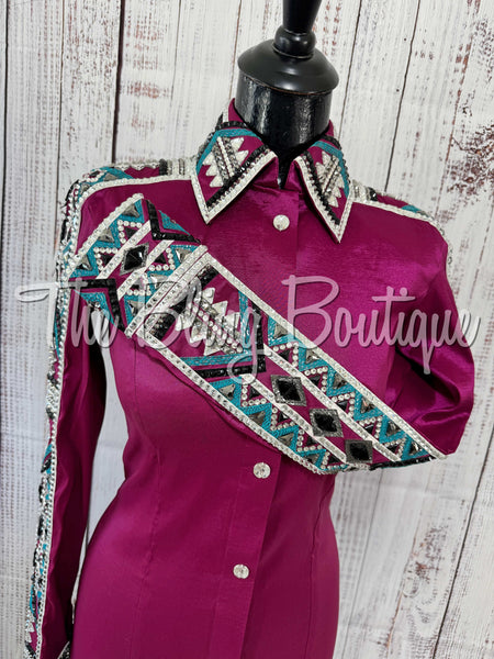 Raspberry & Turquoise Day Shirt Set (Small)