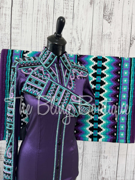 RE-ORDER Purple, Teal & Turquoise Day Shirt Set (Choose Your Size)