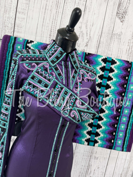RE-ORDER Purple, Teal & Turquoise Day Shirt Set (Choose Your Size)