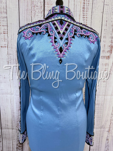 RE-ORDER Cornflower Blue, Periwinkle, Lavender & Black Day Shirt Set (Choose Your Size)