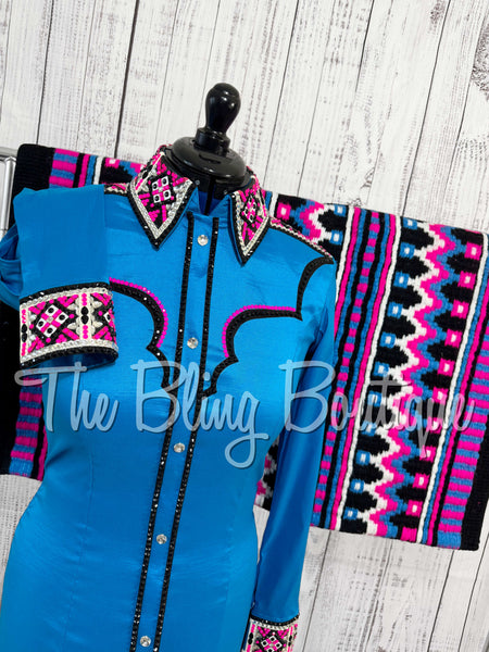 Malibu Blue & Hot Pink Day Shirt Set (Medium)