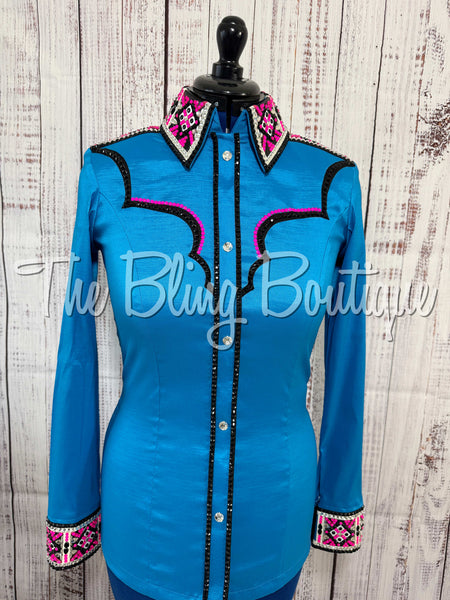 Malibu Blue & Hot Pink Day Shirt Set (Medium)